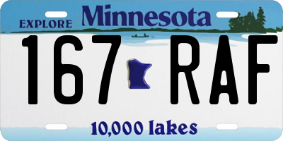 MN license plate 167RAF