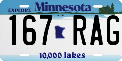 MN license plate 167RAG