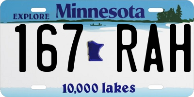 MN license plate 167RAH