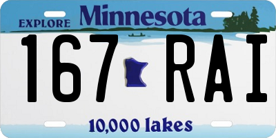 MN license plate 167RAI