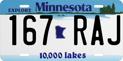MN license plate 167RAJ