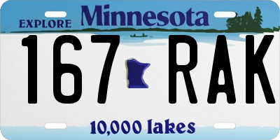 MN license plate 167RAK
