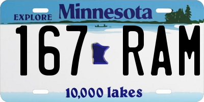 MN license plate 167RAM