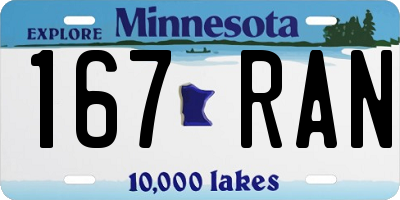 MN license plate 167RAN