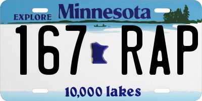 MN license plate 167RAP
