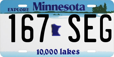 MN license plate 167SEG