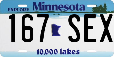 MN license plate 167SEX