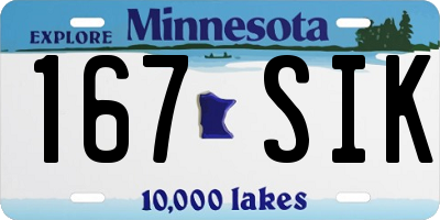 MN license plate 167SIK