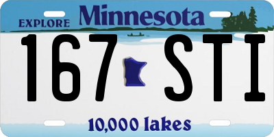 MN license plate 167STI