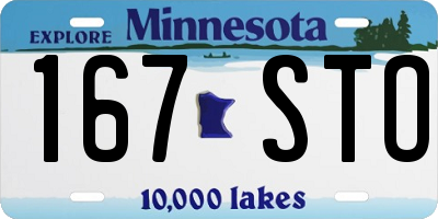 MN license plate 167STO