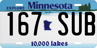 MN license plate 167SUB