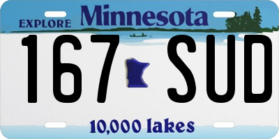 MN license plate 167SUD
