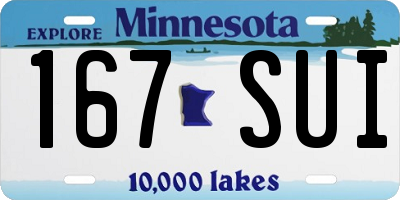 MN license plate 167SUI