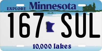 MN license plate 167SUL