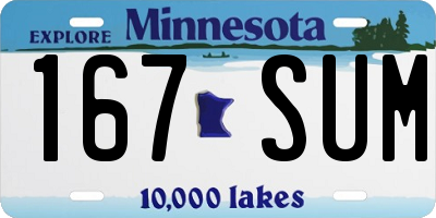 MN license plate 167SUM