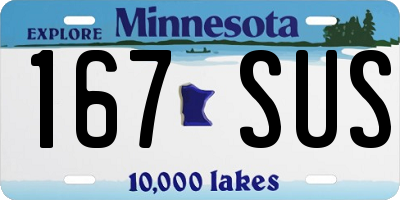MN license plate 167SUS