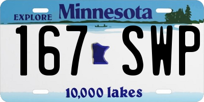 MN license plate 167SWP