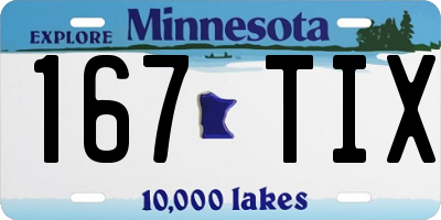 MN license plate 167TIX