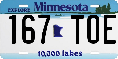 MN license plate 167TOE
