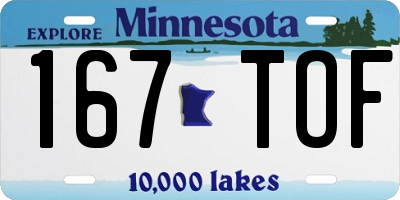 MN license plate 167TOF