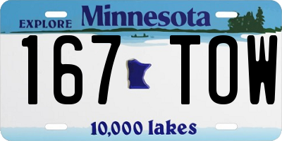 MN license plate 167TOW