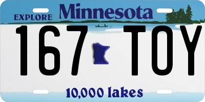MN license plate 167TOY