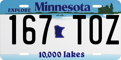 MN license plate 167TOZ