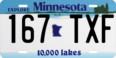 MN license plate 167TXF