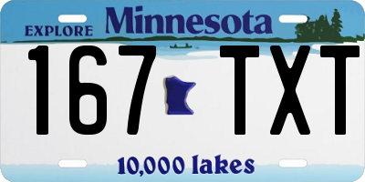 MN license plate 167TXT