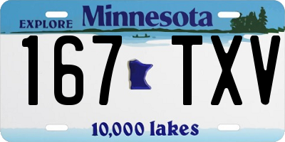 MN license plate 167TXV