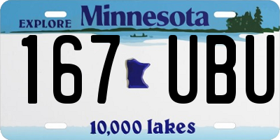 MN license plate 167UBU