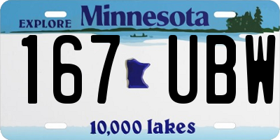 MN license plate 167UBW