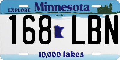 MN license plate 168LBN