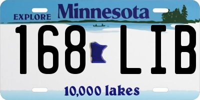 MN license plate 168LIB