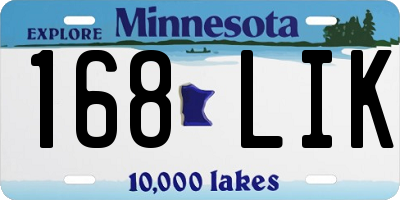 MN license plate 168LIK