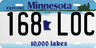 MN license plate 168LOC