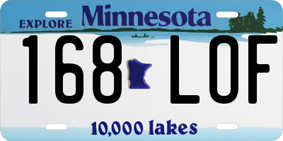 MN license plate 168LOF