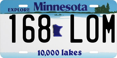 MN license plate 168LOM