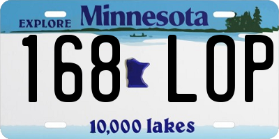 MN license plate 168LOP