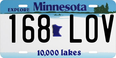 MN license plate 168LOV