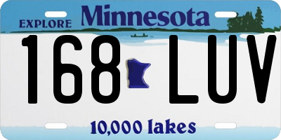 MN license plate 168LUV