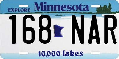 MN license plate 168NAR