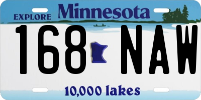 MN license plate 168NAW