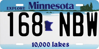 MN license plate 168NBW