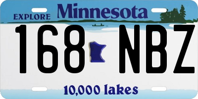 MN license plate 168NBZ