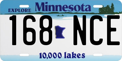 MN license plate 168NCE