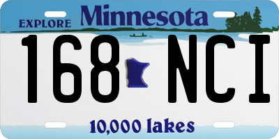 MN license plate 168NCI