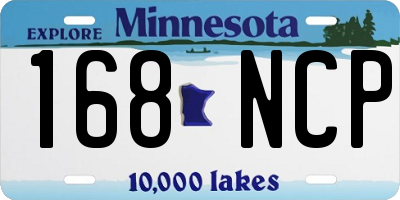 MN license plate 168NCP