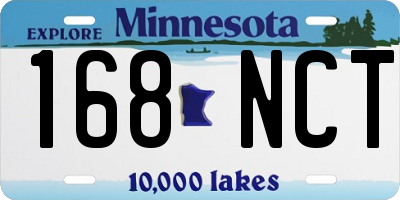 MN license plate 168NCT
