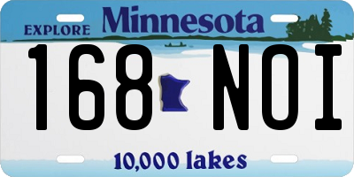 MN license plate 168NOI